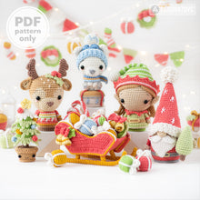 Charger l'image dans la galerie, Christmas Crochet Pattern Mini Amigurumi Toys Set Gnome Santa Sleigh Elf Deer Christmas Tree Bear Christmas Decorations DIY Ornament Xmas