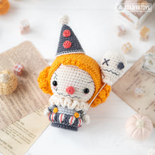 Load image into Gallery viewer, sad clown crochet pattern halloween amigurumi tutorial AradiyaToys spooky season crochet DIY tutorial PDF file handmade amigurumi pattern