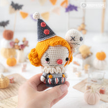 Load image into Gallery viewer, sad clown crochet pattern halloween amigurumi tutorial AradiyaToys spooky season crochet DIY tutorial PDF file handmade amigurumi pattern