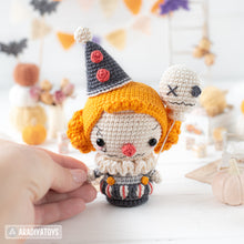 Load image into Gallery viewer, sad clown crochet pattern halloween amigurumi tutorial AradiyaToys spooky season crochet DIY tutorial PDF file handmade amigurumi pattern