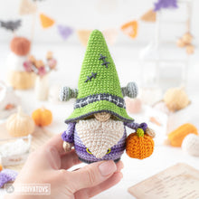 Load image into Gallery viewer, halloween crochet pattern for frankenstein gnome amigurumi tutorial AradiyaToys spooky season crochet DIY tutorial PDF file handmade pattern