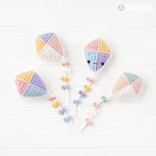 Load image into Gallery viewer, Kawaii Kite from &quot;AradiyaToys Kawaii” collection / Crochet Pattern (Amigurumi Tutorial PDF File), Keychain Beginner Handmade DIY Pin Cushion
