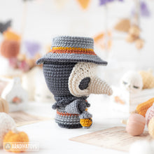 Load image into Gallery viewer, plague doctor crochet pattern halloween amigurumi tutorial AradiyaToys spooky season crochet DIY tutorial PDF file handmade amigurumi pattern