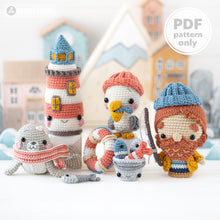 Charger l'image dans la galerie, Lighthouse Island from “Mini Kingdom” collection, crochet patterns by AradiyaToys (Amigurumi tutorial PDF file) lighthouse seal pelican fish