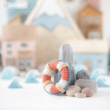 Load image into Gallery viewer, kawaii lighthouse crochet pattern PDF amigurumi lifebuoy DIY tutorial nautical decor mini kingdom coastal sea toy easy crochet pattern