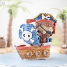Charger l'image dans la galerie, Treasure Island from “Mini Kingdom” collection / crochet patterns by AradiyaToys (Amigurumi tutorial PDF file), pirate, ship, parrot, chest