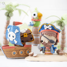 Charger l'image dans la galerie, Treasure Island from “Mini Kingdom” collection / crochet patterns by AradiyaToys (Amigurumi tutorial PDF file), pirate, ship, parrot, chest