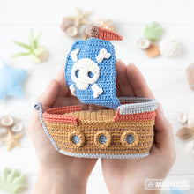 Carica l'immagine nel visualizzatore di Gallery, amigurumi pirate ship crochet pattern AradiyaToys ship crochet DIY tutorial PDF file handmade nautical decor ship amigurumi pattern easy
