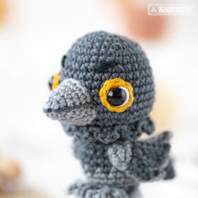 Load image into Gallery viewer, raven crochet pattern halloween decor crow amigurumi tutorial by AradiyaToys mini kingdom crochet DIY file handmade PDF amigurumi pattern