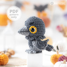 Load image into Gallery viewer, raven crochet pattern halloween decor crow amigurumi tutorial by AradiyaToys mini kingdom crochet DIY file handmade PDF amigurumi pattern