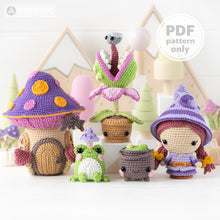 Charger l'image dans la galerie, Midnight Swamp from “Mini Kingdom” collection halloween crochet pattern by AradiyaToys Amigurumi tutorial PDF file witch frog venus fly trap