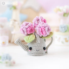 Charger l'image dans la galerie, Kawaii Watering Can with Hydrangea from "AradiyaToys Kawaii” collection / Crochet Pattern (Amigurumi Tutorial PDF File) Handmade Flowers DIY