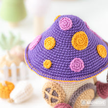 Load image into Gallery viewer, mushroom house crochet pattern by AradiyaToys mini kingdom amigurumi witch house crochet DIY tutorial PDF file handmade halloween pattern