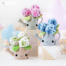 Charger l'image dans la galerie, Kawaii Watering Can with Hydrangea from "AradiyaToys Kawaii” collection / Crochet Pattern (Amigurumi Tutorial PDF File) Handmade Flowers DIY
