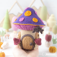 Load image into Gallery viewer, mushroom house crochet pattern by AradiyaToys mini kingdom amigurumi witch house crochet DIY tutorial PDF file handmade halloween pattern