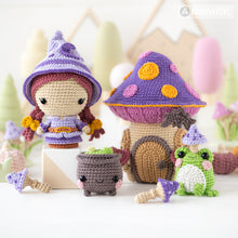 Charger l'image dans la galerie, Midnight Swamp from “Mini Kingdom” collection halloween crochet pattern by AradiyaToys Amigurumi tutorial PDF file witch frog venus fly trap