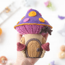 Load image into Gallery viewer, mushroom house crochet pattern by AradiyaToys mini kingdom amigurumi witch house crochet DIY tutorial PDF file handmade halloween pattern