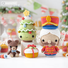 Load image into Gallery viewer, 7-in-1 nutcracker crochet pattern Christmas decor amigurumi tutorial rocking horse AradiyaToys DIY ornament Christmas tree digital PDF file