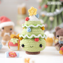 Load image into Gallery viewer, mini Christmas tree crochet pattern by AradiyaToys fairytale Christmas decor amigurumi pattern ornament crochet DIY tutorial PDF file howto