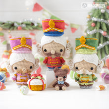Load image into Gallery viewer, 7-in-1 nutcracker crochet pattern Christmas decor amigurumi tutorial rocking horse AradiyaToys DIY ornament Christmas tree digital PDF file
