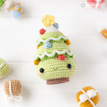 Load image into Gallery viewer, mini Christmas tree crochet pattern by AradiyaToys fairytale Christmas decor amigurumi pattern ornament crochet DIY tutorial PDF file howto