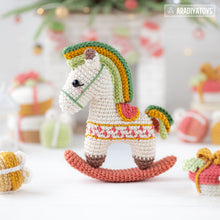Load image into Gallery viewer, rocking horse crochet pattern by AradiyaToys fairytale Christmas decor nutcracker amigurumi pattern ornament crochet DIY tutorial PDF file