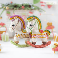 Load image into Gallery viewer, rocking horse crochet pattern by AradiyaToys fairytale Christmas decor nutcracker amigurumi pattern ornament crochet DIY tutorial PDF file