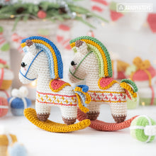 Load image into Gallery viewer, rocking horse crochet pattern by AradiyaToys fairytale Christmas decor nutcracker amigurumi pattern ornament crochet DIY tutorial PDF file