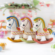 Load image into Gallery viewer, rocking horse crochet pattern by AradiyaToys fairytale Christmas decor nutcracker amigurumi pattern ornament crochet DIY tutorial PDF file