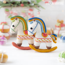 Load image into Gallery viewer, rocking horse crochet pattern by AradiyaToys fairytale Christmas decor nutcracker amigurumi pattern ornament crochet DIY tutorial PDF file