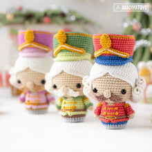 Load image into Gallery viewer, amigurumi nutcracker crochet pattern by AradiyaToys fairytale Christmas decor amigurumi pattern ornament crochet DIY tutorial PDF file howto