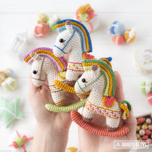Load image into Gallery viewer, rocking horse crochet pattern by AradiyaToys fairytale Christmas decor nutcracker amigurumi pattern ornament crochet DIY tutorial PDF file