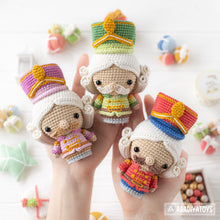 Load image into Gallery viewer, amigurumi nutcracker crochet pattern by AradiyaToys fairytale Christmas decor amigurumi pattern ornament crochet DIY tutorial PDF file howto