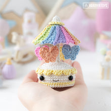 Charger l'image dans la galerie, Amigurumi Crochet Pattern for kawaii music box carousel butterfly by AradiyaToys gift tutorial PDF file easy amigurumi pattern DIY project