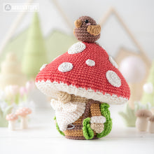 Carica l'immagine nel visualizzatore di Gallery, amigurumi mushroom gnome crochet pattern by AradiyaToys mini kingdom gnomes crochet DIY tutorial PDF file handmade gnome amigurumi pattern