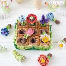 Load image into Gallery viewer, 11-in-1 flower field crochet pattern PDF file amigurumi Mini Kingdom tulip lavender poppy chamomile hydrangea peony caterpillar DIY tutorial