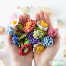 Afbeelding in Gallery-weergave laden, 16-in-1 flower field crochet pattern bundle PDF amigurumi Mini Kingdom Flower Maiden gnome hummingbird wildflower handmade DIY tutorial
