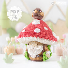 Carica l'immagine nel visualizzatore di Gallery, amigurumi mushroom gnome crochet pattern by AradiyaToys mini kingdom gnomes crochet DIY tutorial PDF file handmade gnome amigurumi pattern