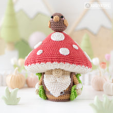 Carica l'immagine nel visualizzatore di Gallery, amigurumi mushroom gnome crochet pattern by AradiyaToys mini kingdom gnomes crochet DIY tutorial PDF file handmade gnome amigurumi pattern