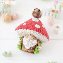 Carica l'immagine nel visualizzatore di Gallery, amigurumi mushroom gnome crochet pattern by AradiyaToys mini kingdom gnomes crochet DIY tutorial PDF file handmade gnome amigurumi pattern