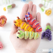 Carregar imagem no visualizador da galeria, Caterpillar Crochet Pattern PDF Tiny Amigurumi Insect DIY Tutorial Mini Kingdom by AradiyaToys
