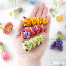 Carregar imagem no visualizador da galeria, Caterpillar Crochet Pattern PDF Tiny Amigurumi Insect DIY Tutorial Mini Kingdom by AradiyaToys