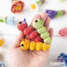 Carregar imagem no visualizador da galeria, Caterpillar Crochet Pattern PDF Tiny Amigurumi Insect DIY Tutorial Mini Kingdom by AradiyaToys