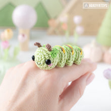Carregar imagem no visualizador da galeria, Caterpillar Crochet Pattern PDF Tiny Amigurumi Insect DIY Tutorial Mini Kingdom by AradiyaToys