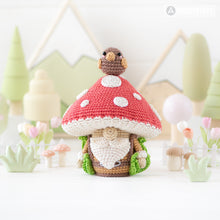 Carica l'immagine nel visualizzatore di Gallery, amigurumi mushroom gnome crochet pattern by AradiyaToys mini kingdom gnomes crochet DIY tutorial PDF file handmade gnome amigurumi pattern