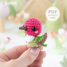 Załaduj obraz do przeglądarki galerii, hummingbird crochet pattern PDF amigurumi bird toy DIY tutorial flower field mini kingdom garden animal instant download pattern bird lovers