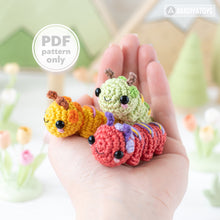 Carregar imagem no visualizador da galeria, Caterpillar Crochet Pattern PDF Tiny Amigurumi Insect DIY Tutorial Mini Kingdom by AradiyaToys