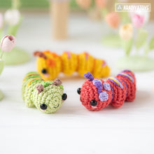 Carregar imagem no visualizador da galeria, Caterpillar Crochet Pattern PDF Tiny Amigurumi Insect DIY Tutorial Mini Kingdom by AradiyaToys