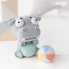 Charger l'image dans la galerie, Crochet Pattern of Hippo Bruno from "AradiyaToys Design" (Amigurumi tutorial PDF file) / cute hippo crochet pattern by AradiyaToys
