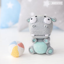 Charger l'image dans la galerie, Crochet Pattern of Hippo Bruno from "AradiyaToys Design" (Amigurumi tutorial PDF file) / cute hippo crochet pattern by AradiyaToys